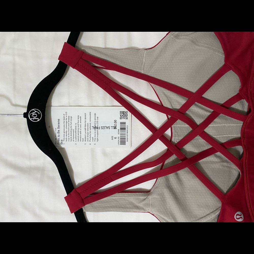 Lululemon free to be serene bra scarlet red size 6 - Picture 3 of 3